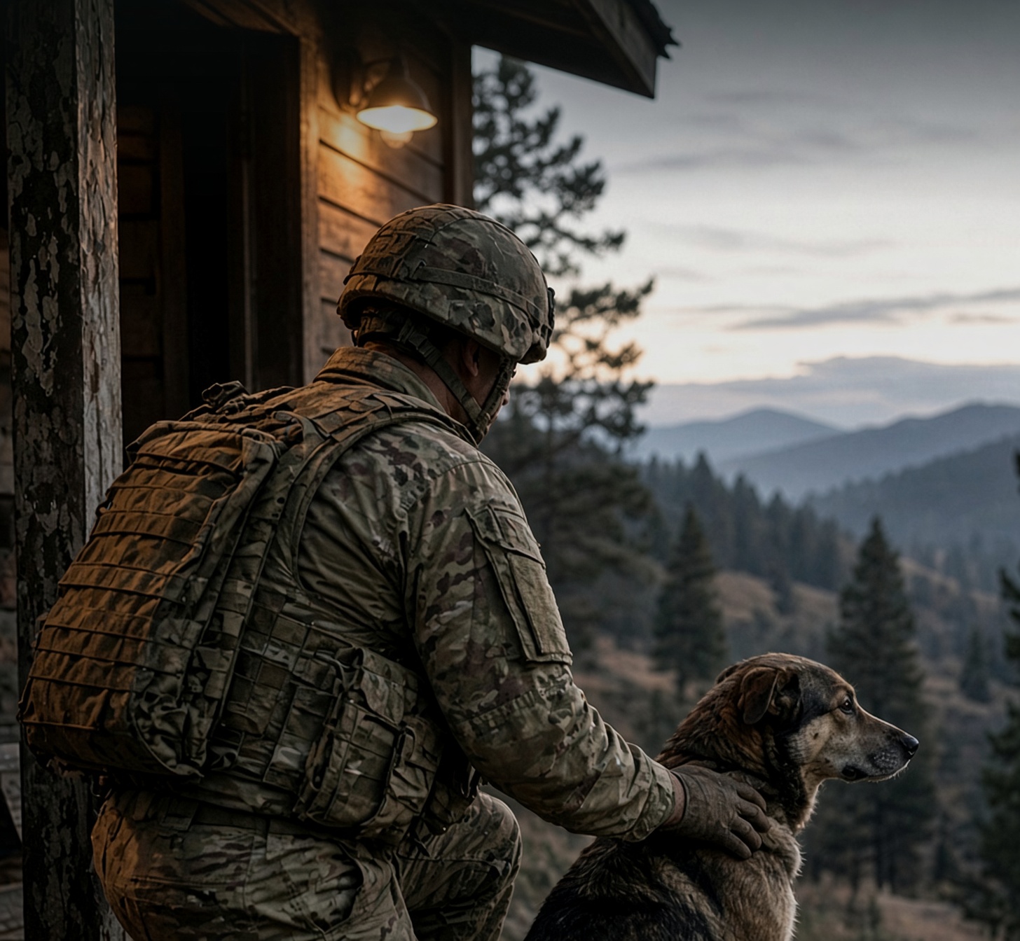A service member with their dog before a long stay